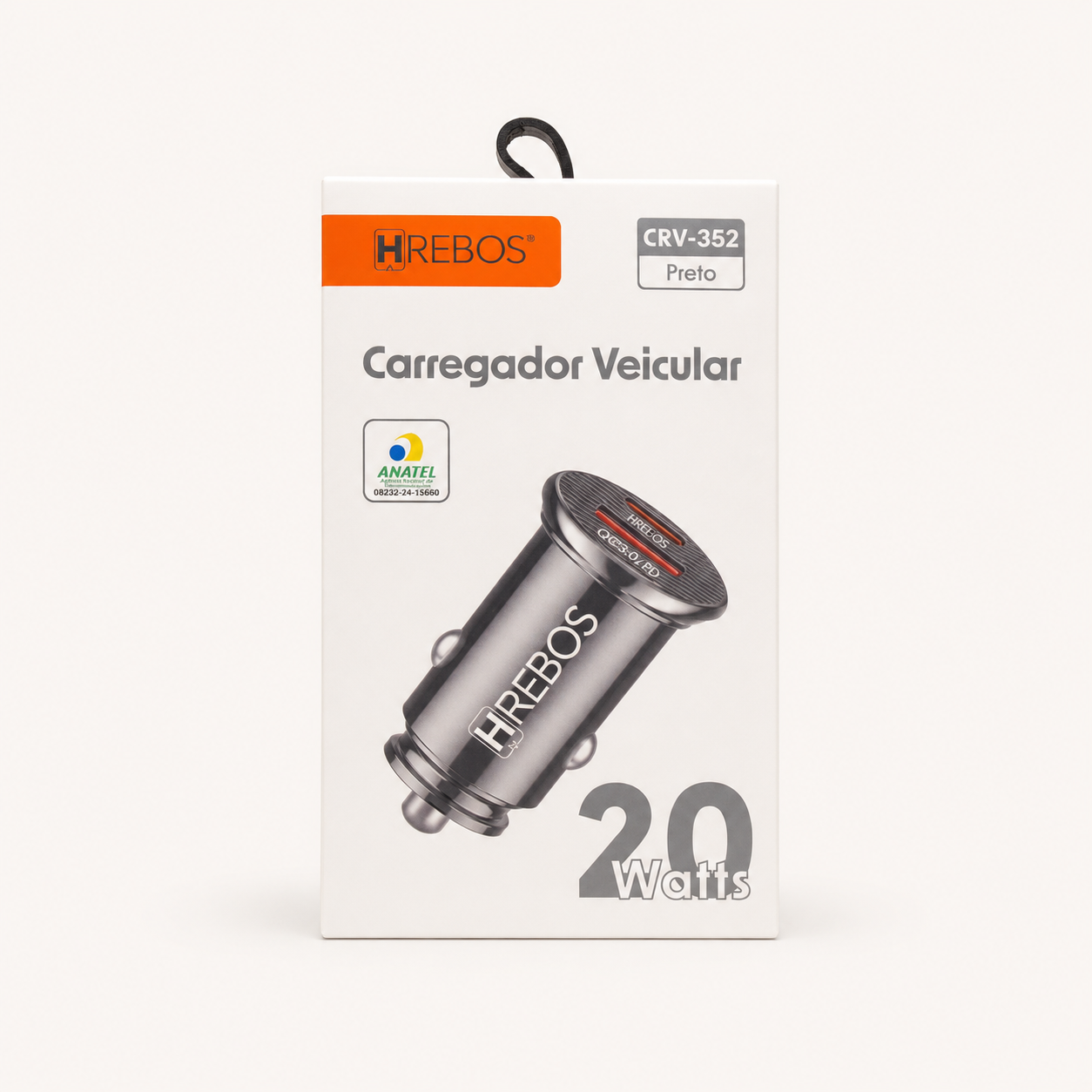 Carregador veicular 2 Entradas Tipo C e USB 20W  Hrebos