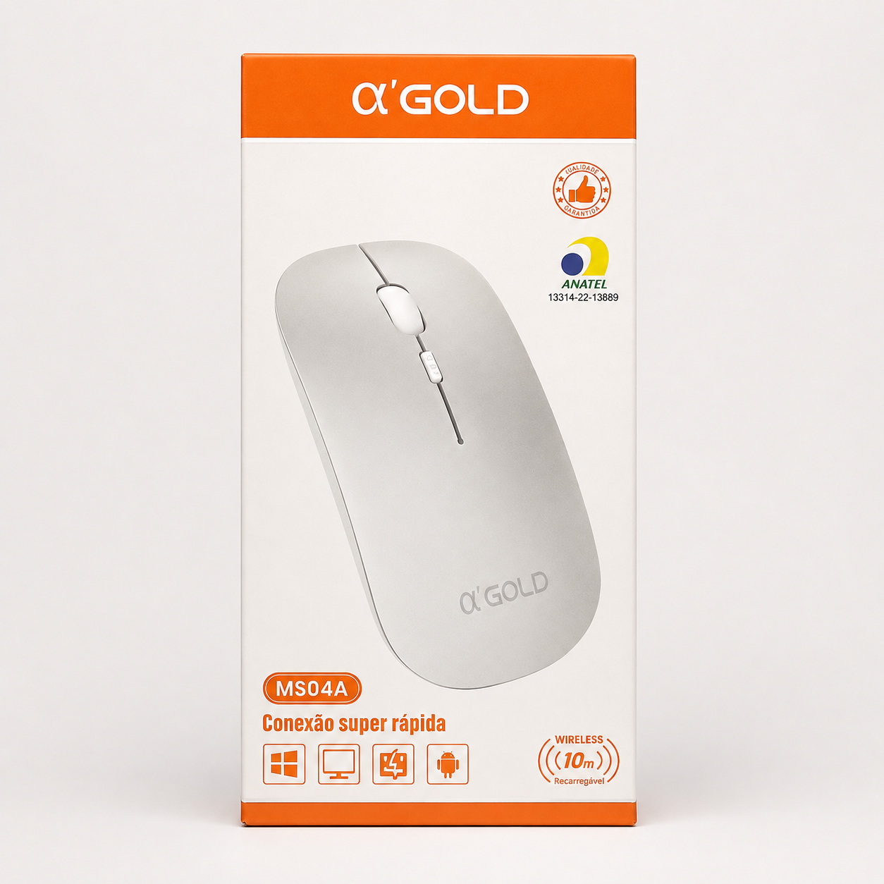 Mouse Optico sem fio Luminoso Gold